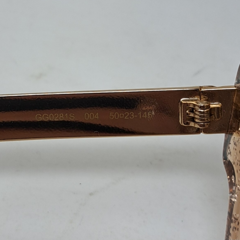 Gucci Women's Sunglasses Gold Glitter Web Stripe Square GG0281SA 004 50-23-146 - Picture 6 of 15